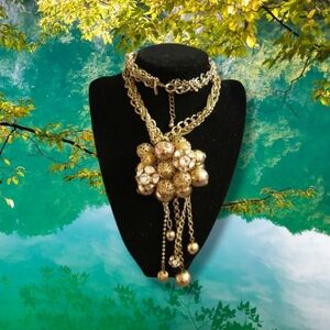 Traci Lynn | Chunky Gold Chain LRG Knotted Bead Ball Statement Necklace